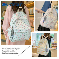 Floral Printed School Backpack Large Capacity Bookbag