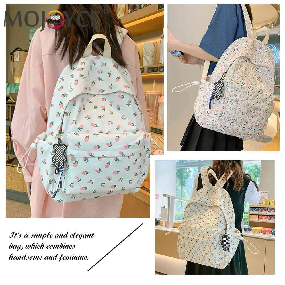 Floral Printed Student Rucksack Teenager Shoulder Bags