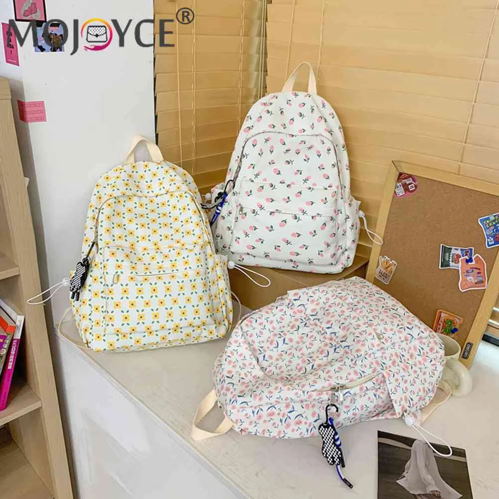Floral Printed Student Rucksack Teenager Shoulder Bags