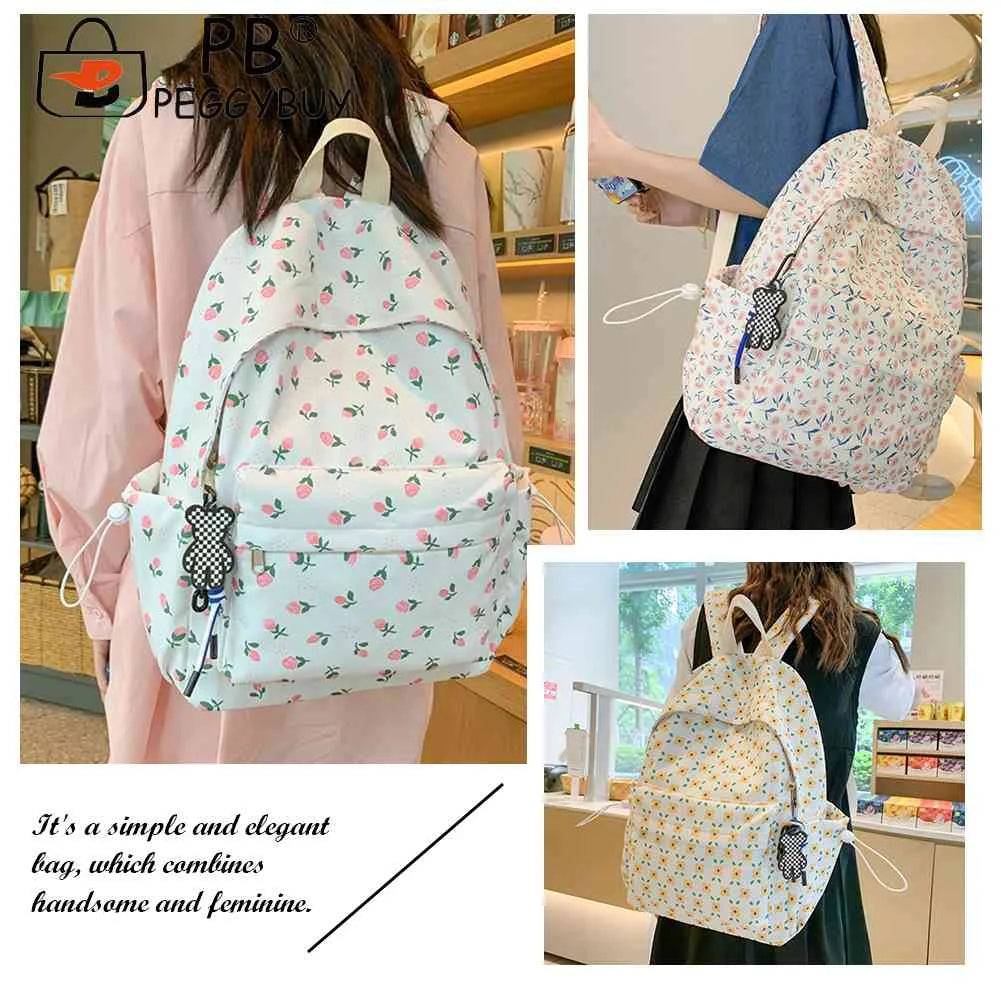 Large Capacity School Backpack Student Rucksack Nylon Daypack for Girls