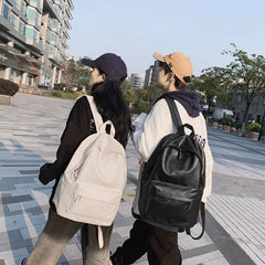 PU Leather Outdoor Travel Backpack Boys Girls Students School Bags