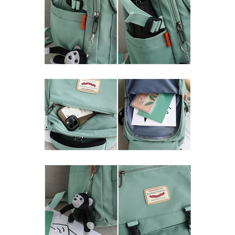 Nylon School Bag for Teenagers Youth Large Capacity Rucksack
