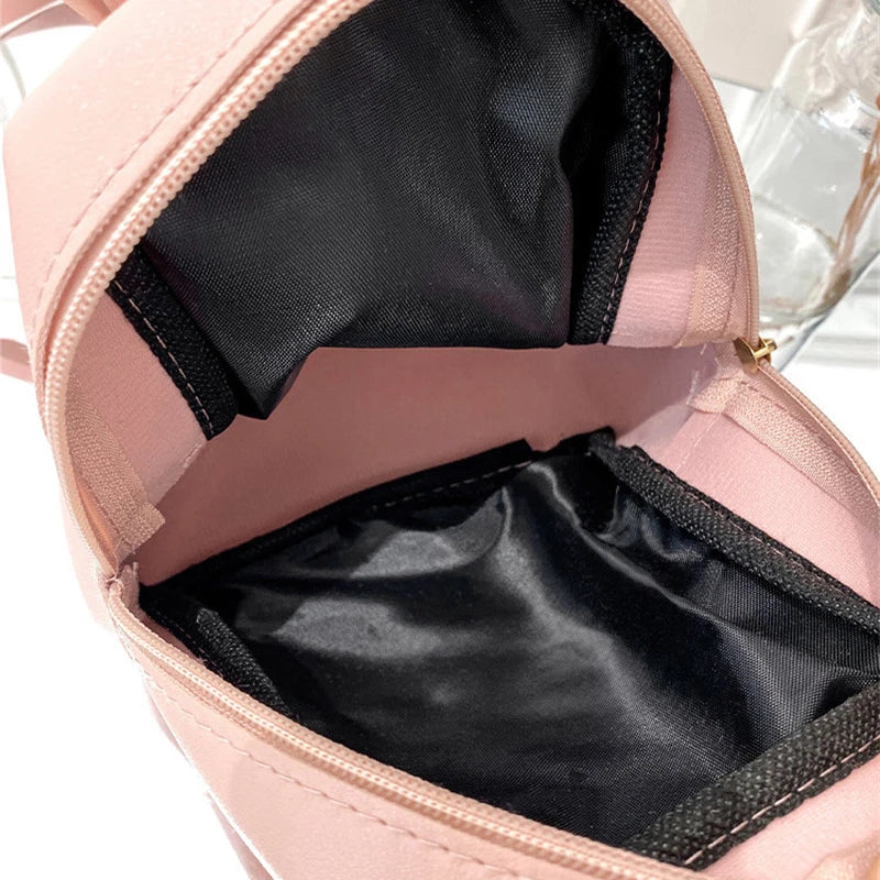 PU Leather Women Small Shoulder Bag School Knapsack Teenage Girls Female