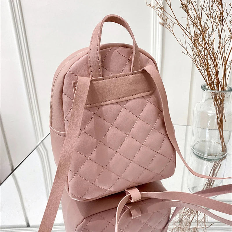 PU Leather Women Small Shoulder Bag School Knapsack Teenage Girls Female