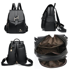 Women's Leather Backpack Purse Shoulder Bag Large Capacity Daypack