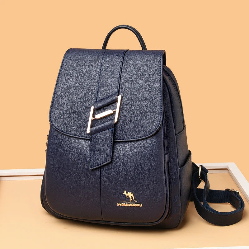 Women's Leather Backpack Purse Shoulder Bag Large Capacity Daypack