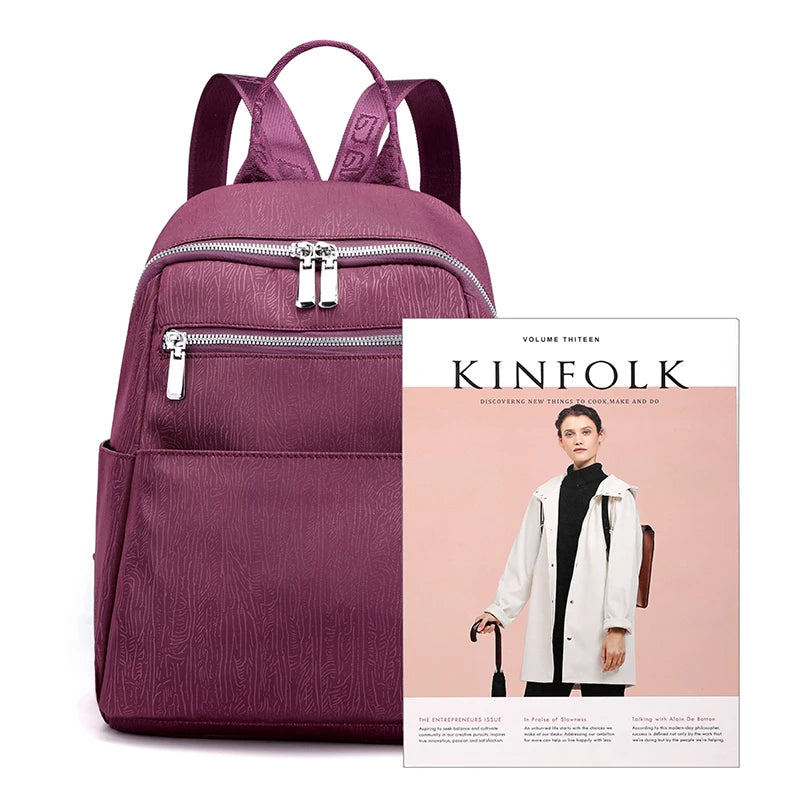 Waterproof Nylon Women's Backpack Large School Shoulder Bag