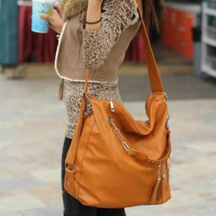 Women's Dual-use PU Leather Crossbody Shoulder Bag Tote Messenger Hobo Bag