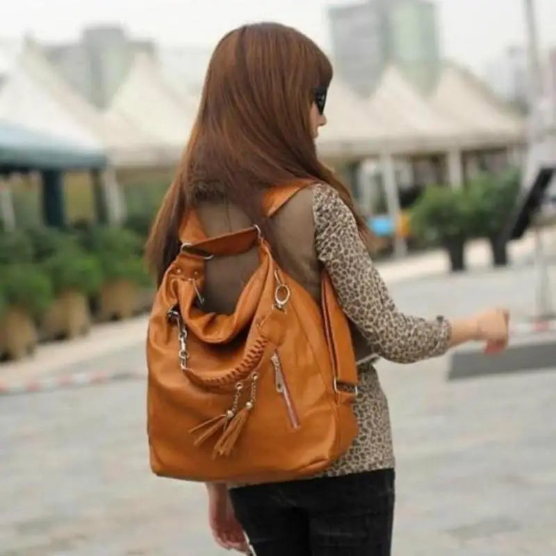 Women's Dual-use PU Leather Crossbody Shoulder Bag Tote Messenger Hobo Bag