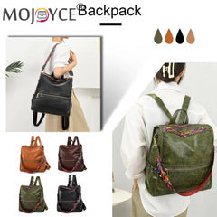 Retro PU College School Backpack for Women Teenage Large Capacity Travel Bag
