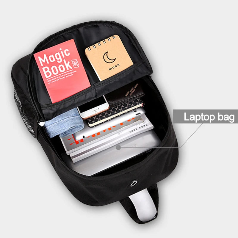 Luminous Animation School Bags USB Charge Anti-theft Laptop Backpack