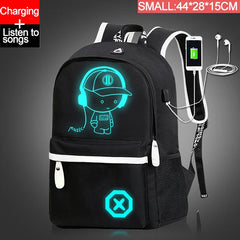 Luminous Animation School Bags USB Charge Anti-theft Laptop Backpack