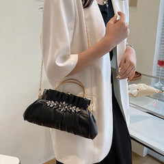 Women's Evening Handbag Small Shoulder Bag Metal Chain Messenger Bag