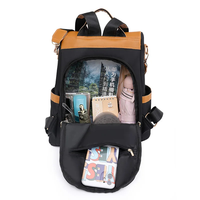 Nylon Backpack Women Big Travel Bag School Bags Patchwork Bag
