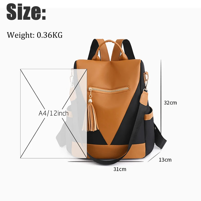 Nylon Backpack Women Big Travel Bag School Bags Patchwork Bag