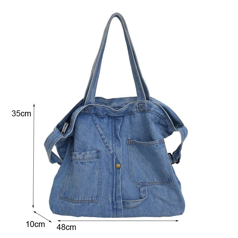 Large Messenger Bag Women Crossbody Purse Denim Shoulder Handbag