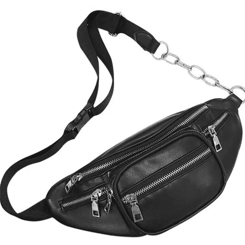 Stone Pattern Pu Leather Chain Waist Bag Bananka Bag Fanny Pack