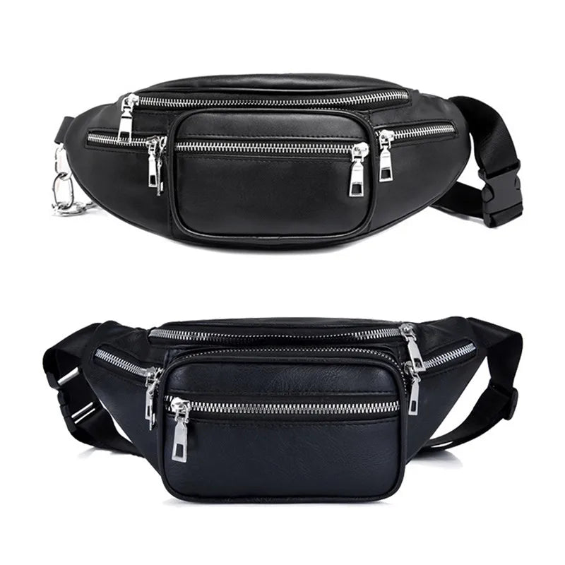 Stone Pattern Pu Leather Chain Waist Bag Bananka Bag Fanny Pack