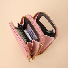 Women's Leather Shoulder Bag with Touch Screen Cell Phone Purse