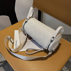 Women's Diamond Lattice Leather Cylinder Pillow Bag