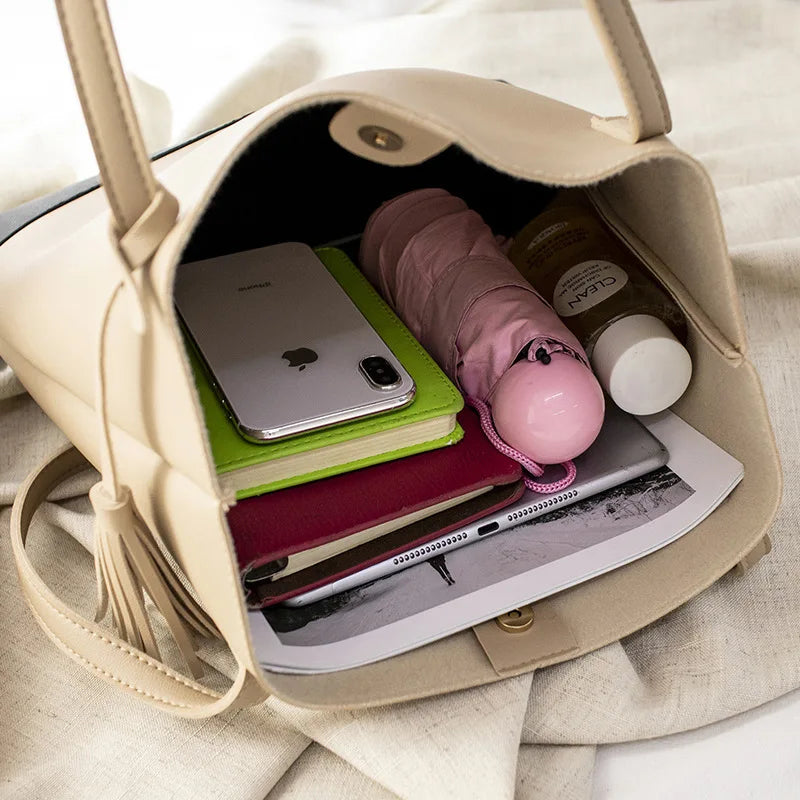 Women's High PU Leather Handbag Shopping Shoulder Bag Tote Underarm Bag