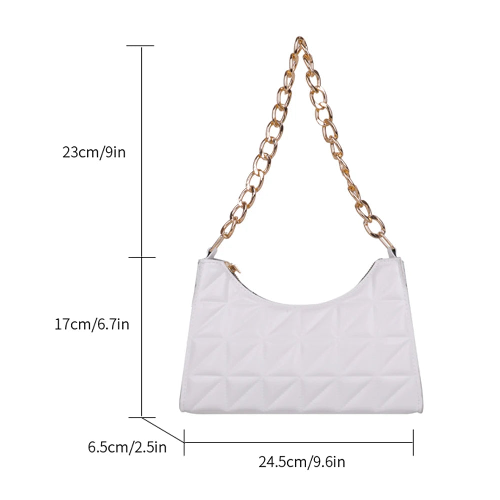 Women's PU Leather Chain Crossbody Bag Casual Messenger Handbag