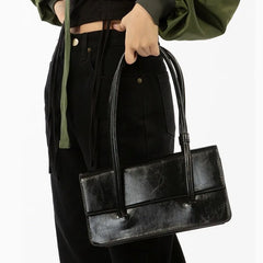 Vintage Armpit Shoulder Purse Solid Flap Handbag Retro Clutches Bag