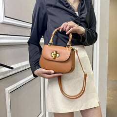 Vintage Saddle Small Flap Purse Bamboo Handle Crossbody Bag