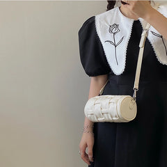 Barrel-shaped Women's Shoulder Bags Soft PU Leather Ladies Crossbody Bags