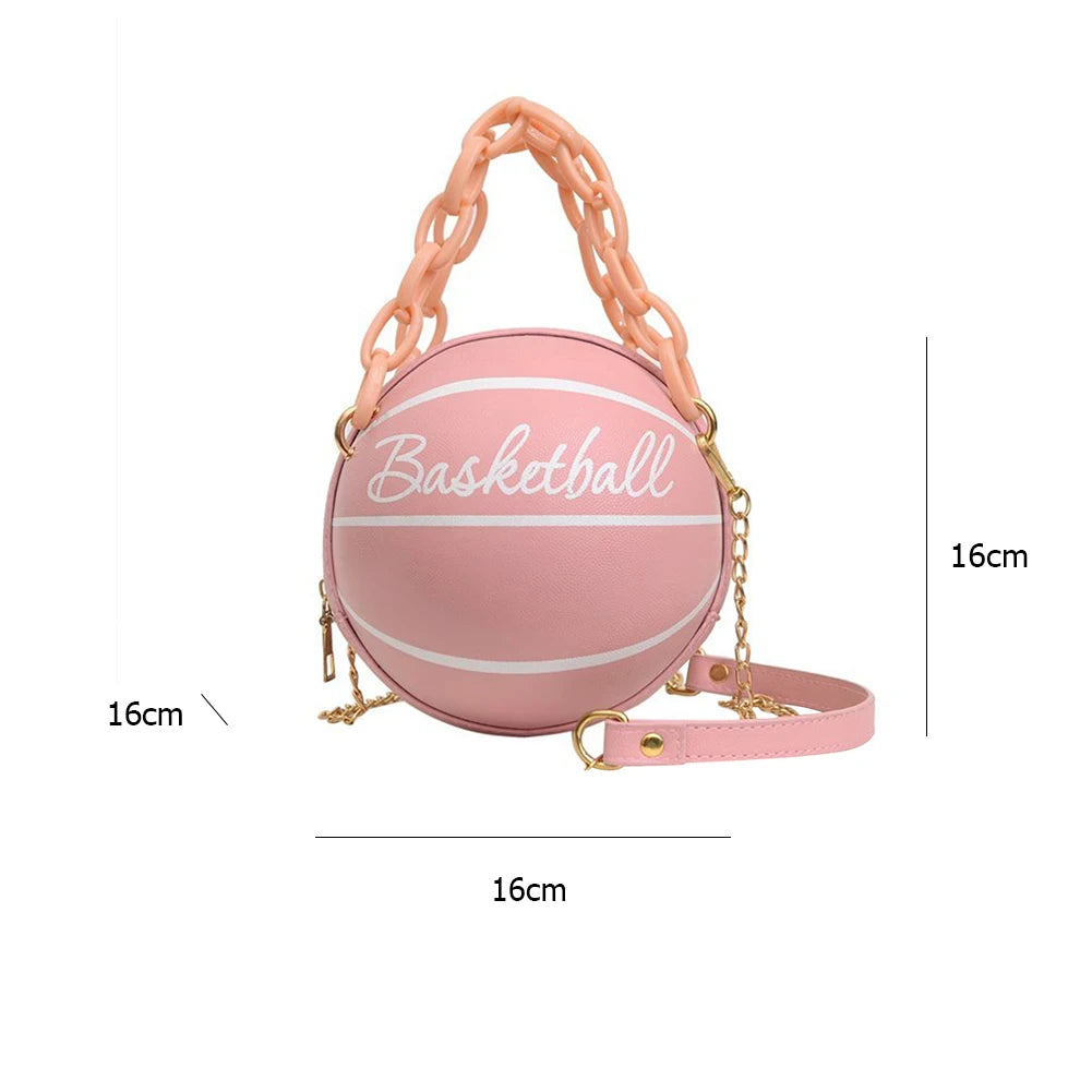 Women's Basketball Shoulder Bag with Acrylic Chain Strap