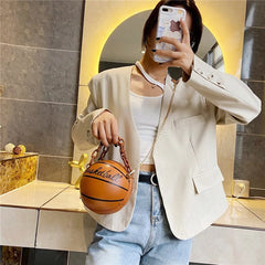Women's Basketball Shoulder Bag with Acrylic Chain Strap