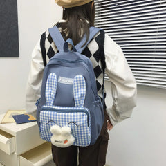 Big Student Backpack Face Rabbit Rucksack Girls School Bag