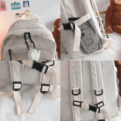 Big Student Backpack Badge Rucksack Girls School Bag High Capac...