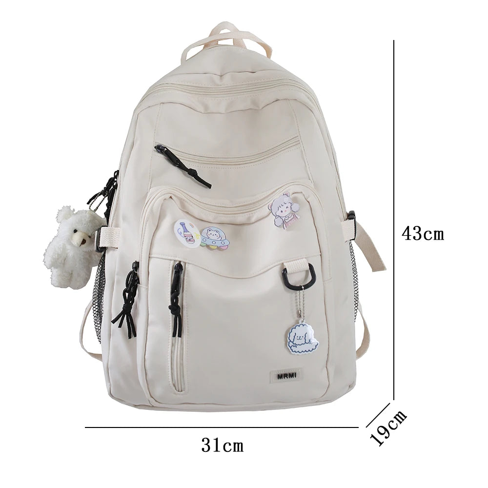 Big Student Backpack Badge Rucksack Girls School Bag High Capac...