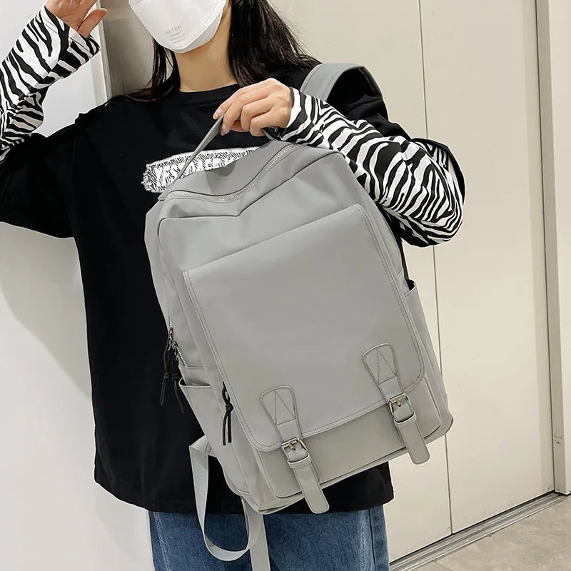 Grey Laptop Backpack Waterproof Oxford Travel Bag