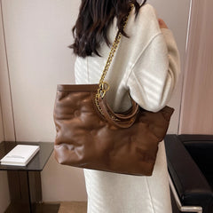 Large Quilted Tote Padded Handbags Winter Shoulder Bag