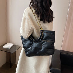 Large Quilted Tote Padded Handbags Winter Shoulder Bag