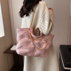 Large Quilted Tote Padded Handbags Winter Shoulder Bag