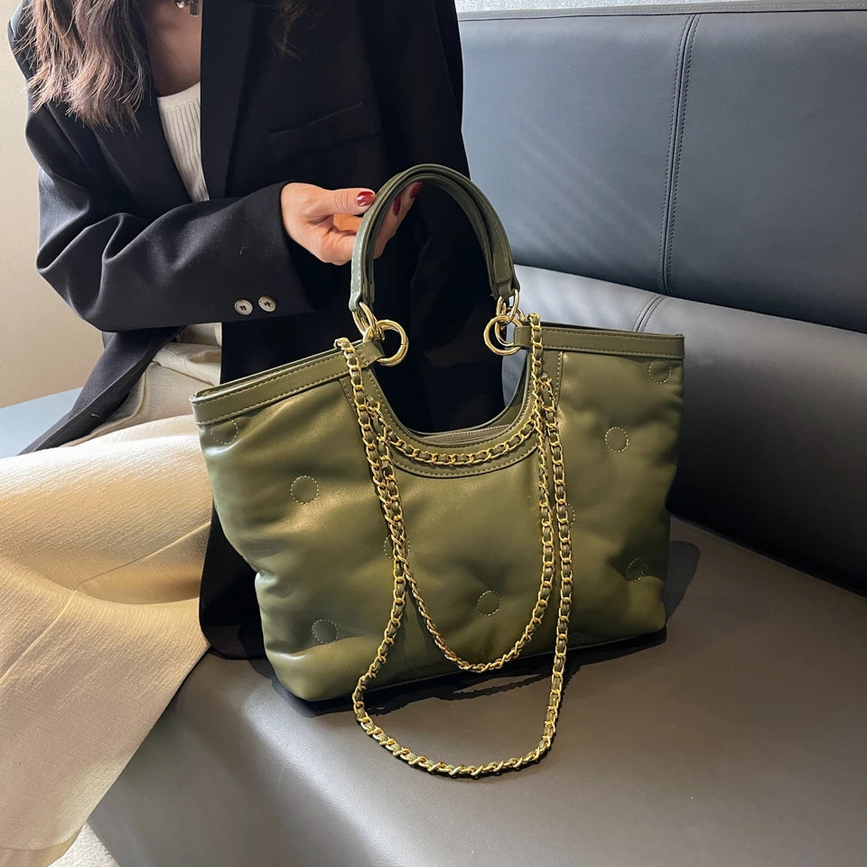 Large Quilted Tote Padded Handbags Winter Shoulder Bag