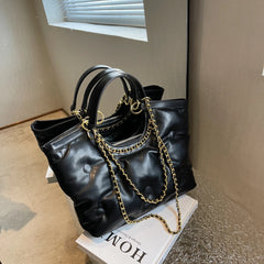 Large Quilted Tote Padded Handbags Winter Shoulder Bag