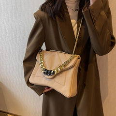 Quilted Flap Shoulder Bag Chain Crossbody Clutch PU Leather Armpit Handbag