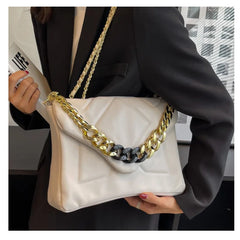 Quilted Flap Shoulder Bag Chain Crossbody Clutch PU Leather Armpit Handbag