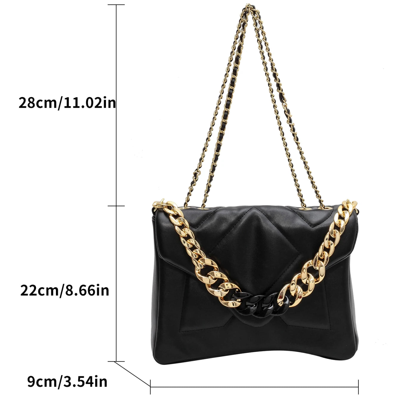 Quilted Flap Shoulder Bag Chain Crossbody Clutch PU Leather Armpit Handbag