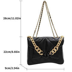 Quilted Flap Shoulder Bag Chain Crossbody Clutch PU Leather Armpit Handbag