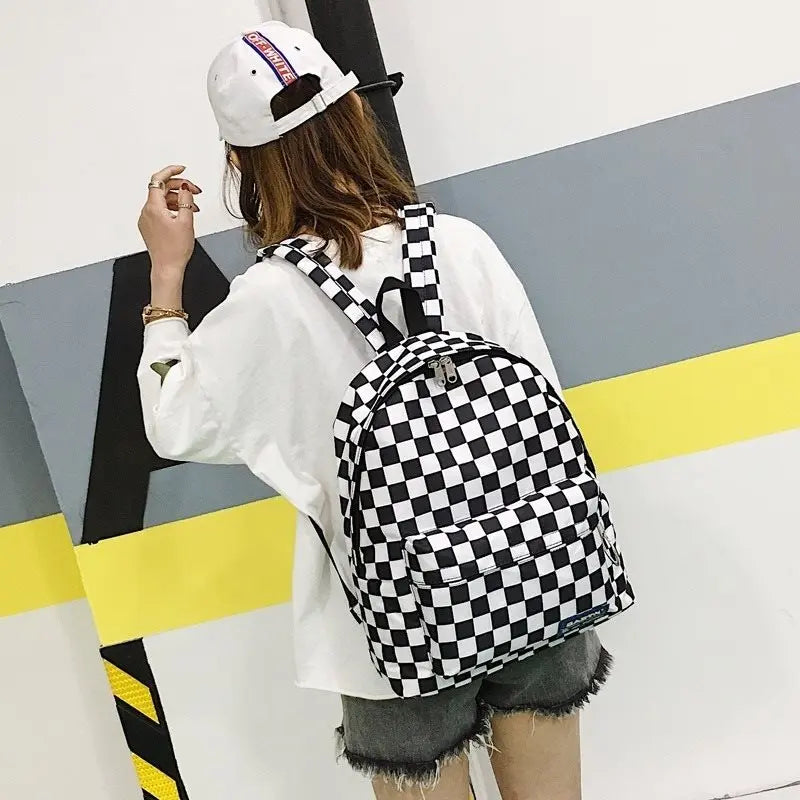 Canvas and Plaid Backpack Large-capacity Multi-function Outdoor