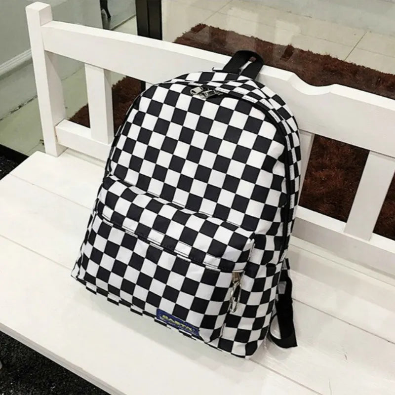 Canvas and Plaid Backpack Large-capacity Multi-function Outdoor