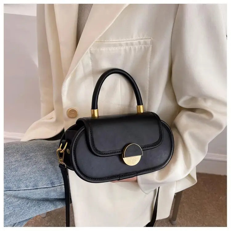 Oval Tote Bag High PU Leather Women's Handbag Portable Shoulder Messenger Bag