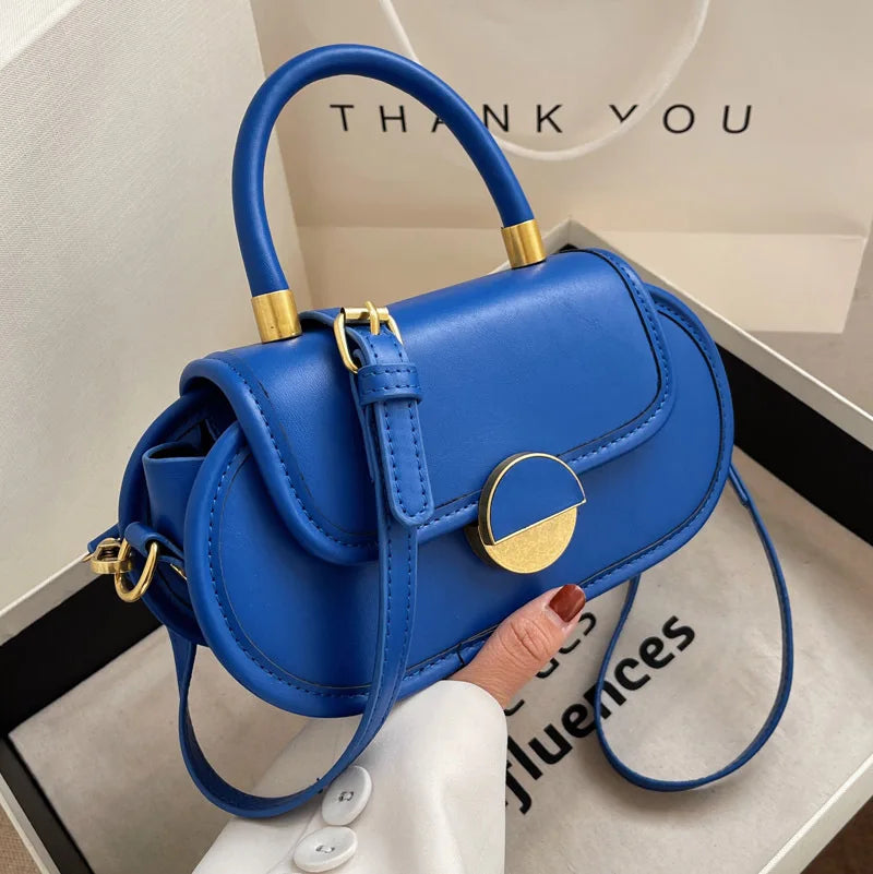 Oval Tote Bag High PU Leather Women's Handbag Portable Shoulder Messenger Bag