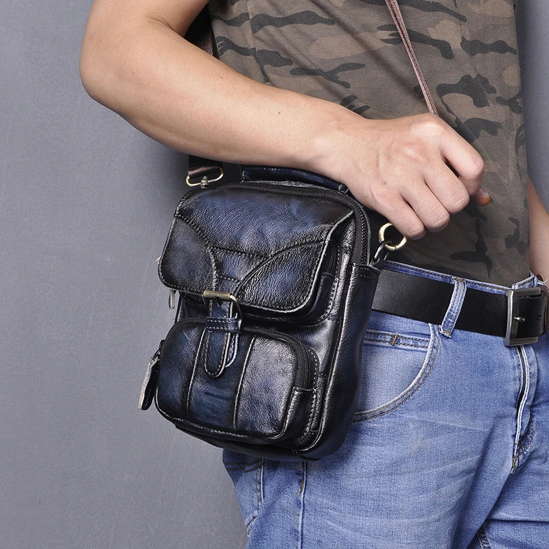 Leather Male Casual Waist Belt Satchel Shoulder Bag 2074
