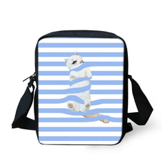 Stripes Cat Printing Messenger Bags For Women Girls Shoulder Bag Travel Hangbags